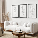 Wildflower Trendy Line Art Set of 3 Wall Decor by Wall Art Set