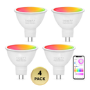RGBCW MR16 5W Smart WIFI LED Light Bulb 4 Pack, Energy Saving RGBCW Color Changing 12V Outdoor LED Bulb Compatible with Alexa, Google Assistant, and Siri by Kings Outdoor Lighting