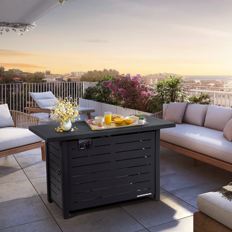 42 Inch 60 000 BTU Rectangular Propane Fire Pit Table with Waterproof Cover, photo 5 of 8
