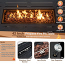 42 Inch 60 000 BTU Rectangular Propane Fire Pit Table with Waterproof Cover by LJGDeals
