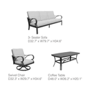 Puget 4-Piece Aluminum Living Room Set With Swivel Chairs by Outdoor-USA®