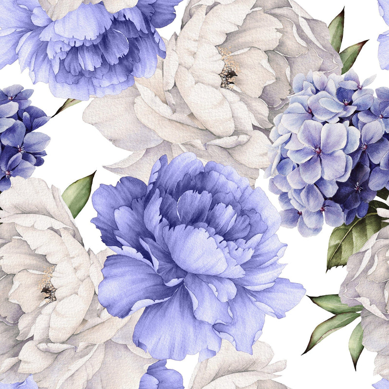 Purple and White Peony Bouquet Wallpaper - Elegant Floral Peel and Stick Wallpaper