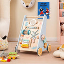 Wooden Baby Walker Push and Pull Learning Activity Center with Wheels-Blue by LJGDeals