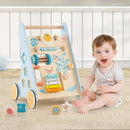 Wooden Baby Walker Push and Pull Learning Activity Center with Wheels-Blue by LJGDeals