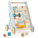 Wooden Baby Walker Push and Pull Learning Activity Center with Wheels-Blue by LJGDeals