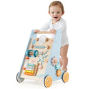 Wooden Baby Walker Push and Pull Learning Activity Center with Wheels-Blue by LJGDeals