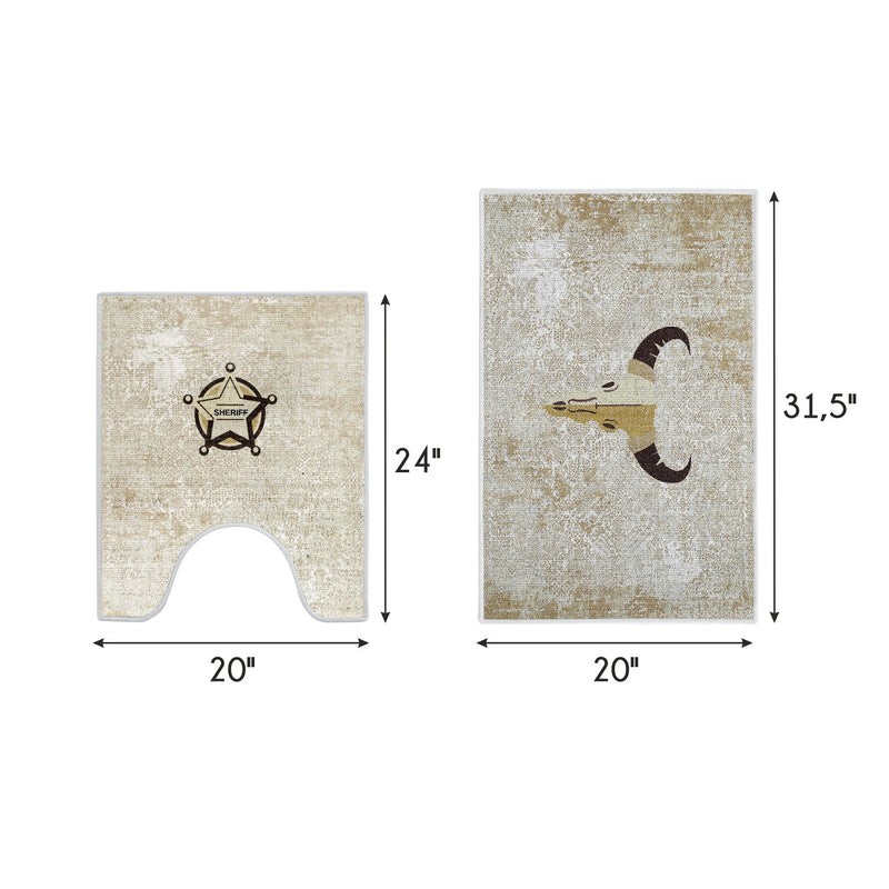 Texas Design 2 Piece Bathroom Rugs Set | Multicolor