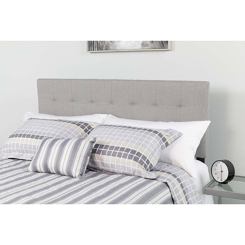 Queen size Modern Light Grey Fabric Upholstered Panel Headboard, photo 3 of 3