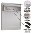 Easy-Lift Queen Murphy Wall Bed in White with Shelf