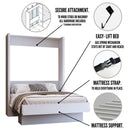Easy-Lift Queen Murphy Wall Bed in Grey with Shelf