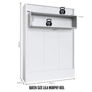Easy-Lift Queen Murphy Wall Bed in White with Shelf