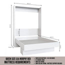 Easy-Lift Queen Murphy Wall Bed in White with Shelf