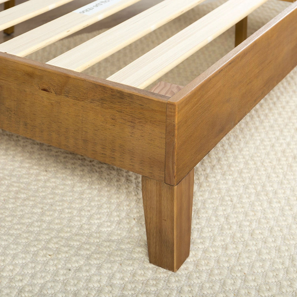 Queen size Solid Wood Modern Platform Bed Frame in Rustic Pine Finish, photo 3 of 3