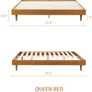 Queen size Mid-Century Modern Platform Bed Frame in Light Wood Finish