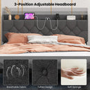 Full/Queen Size Floating Bed Frame with LED and Headboard and Charging Station by LJGDeals