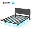 Full/Queen Size Floating Bed Frame with LED and Headboard and Charging Station by LJGDeals