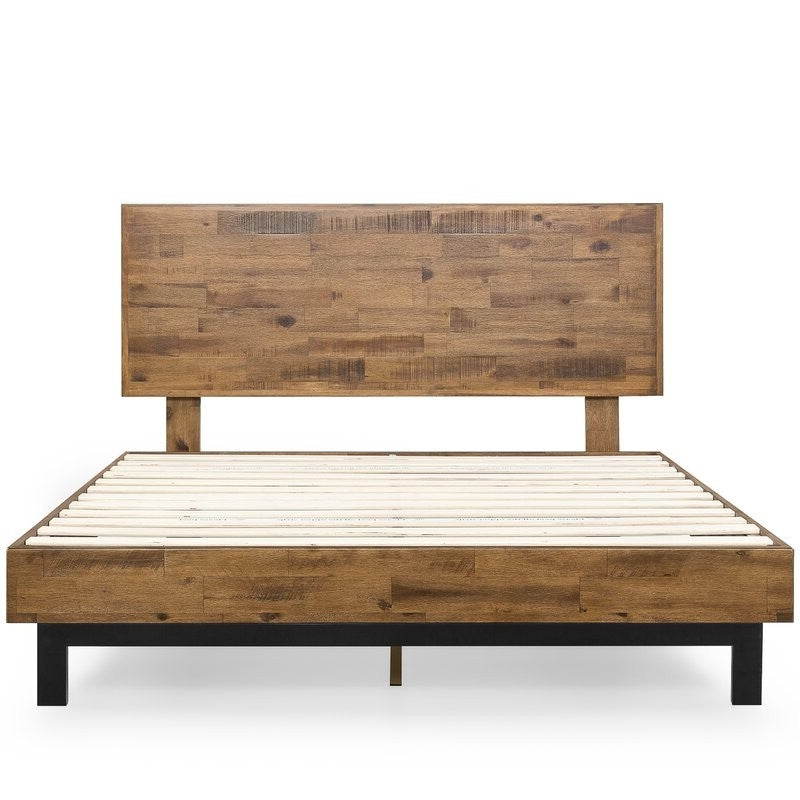 Rustic FarmHome Low Profile Pine Slatted Platform Bed in Queen, photo 2 of 5