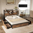 Full/Queen Size Bed Frame with Bookcase Headboard and 4 Storage Drawers by LJGDeals