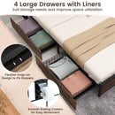 Full/Queen Size Bed Frame with Bookcase Headboard and 4 Storage Drawers