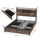 Full/Queen Size Bed Frame with Bookcase Headboard and 4 Storage Drawers by LJGDeals