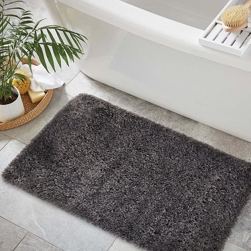 Solid Gray Bathroom Rugs Sets, Shower Rugs with Toilet Rugs U Shaped |20" x 31.5"