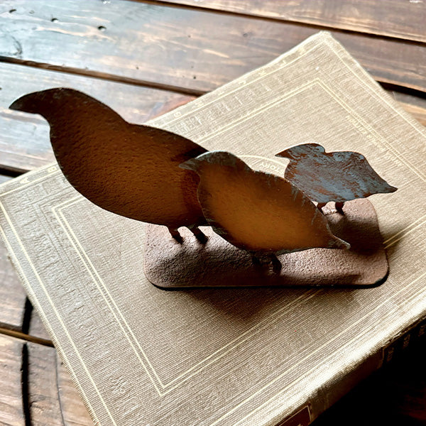 Rustic Steel Mother Quail and Family