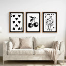 Black and White 8 Ball Cherry Art Set of 3 Prints by Wall Art Set