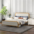 Upholstered Gold Platform Bed Frame with Velvet Headboard by LJGDeals