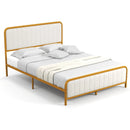 Upholstered Gold Platform Bed Frame with Velvet Headboard by LJGDeals