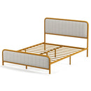 Upholstered Gold Platform Bed Frame with Velvet Headboard by LJGDeals