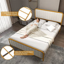 Upholstered Gold Platform Bed Frame with Velvet Headboard by LJGDeals