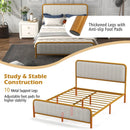 Upholstered Gold Platform Bed Frame with Velvet Headboard by LJGDeals