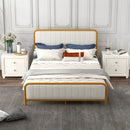 Upholstered Gold Platform Bed Frame with Velvet Headboard by LJGDeals