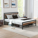 Full/Queen Industrial Bed Frame with Rustic Headboard and Footboard-Queen Size by LJGDeals