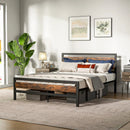 Full/Queen Industrial Bed Frame with Rustic Headboard and Footboard-Queen Size by LJGDeals