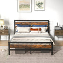 Full/Queen Industrial Bed Frame with Rustic Headboard and Footboard-Queen Size by LJGDeals