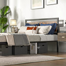 Full/Queen Industrial Bed Frame with Rustic Headboard and Footboard-Queen Size by LJGDeals