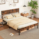 Twin/Full/Queen/King Metal Bed Frame with Wooden Headboard and Footboard-Queen Size by LJGDeals