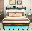 Twin/Full/Queen/King Size Bed Frame with LED Light and Charging Station by LJGDeals