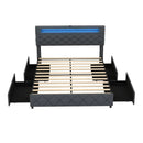 Full/Queen Size Bed Frame with Adjustable Storage Headboard and Wooden Slat Support by LJGDeals