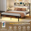 Twin/Full/Queen/King Size Bed Frame with LED Light and Charging Station by LJGDeals