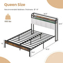 Twin/Full/Queen/King Size Bed Frame with LED Light and Charging Station by LJGDeals