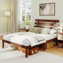 Full Size Bed Frame 15.5 Inch Solid Wood Platform Bed with Retro Headboard by LJGDeals