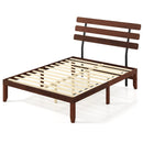 Full Size Bed Frame 15.5 Inch Solid Wood Platform Bed with Retro Headboard by LJGDeals
