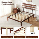 Full Size Bed Frame 15.5 Inch Solid Wood Platform Bed with Retro Headboard by LJGDeals