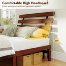 Full Size Bed Frame 15.5 Inch Solid Wood Platform Bed with Retro Headboard by LJGDeals