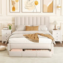 Queen Size Bed Frame with Storage Drawer and Vertical Channel Headboard by LJGDeals