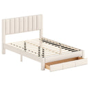 Queen Size Bed Frame with Storage Drawer and Vertical Channel Headboard by LJGDeals