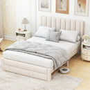 Queen Size Bed Frame with Storage Drawer and Vertical Channel Headboard by LJGDeals