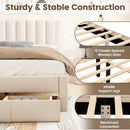 Queen Size Bed Frame with Storage Drawer and Vertical Channel Headboard by LJGDeals